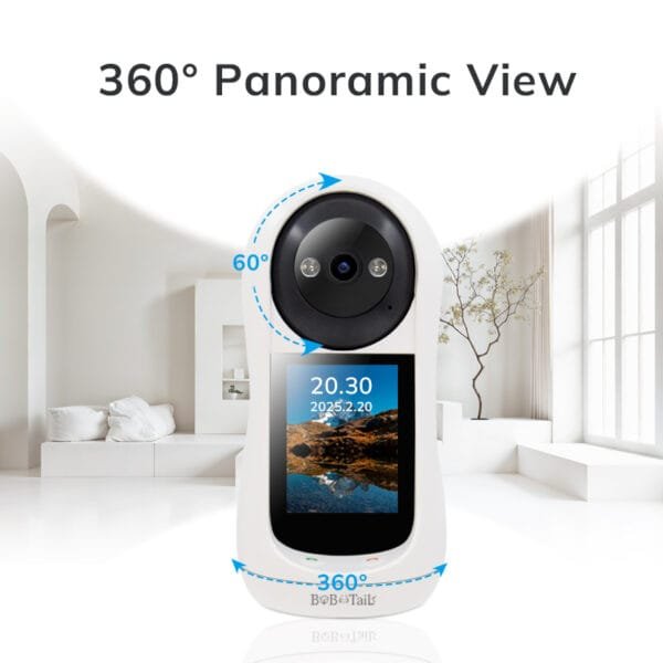 Built in Screen 3MP Mini Size 360 Degree Home Security, Baby Care, Pet Monitoring Camera 2K Wi-Fi, Night Vision, 2-Way Audio, Motion Alert, Intelligent Tracking Security System Camera