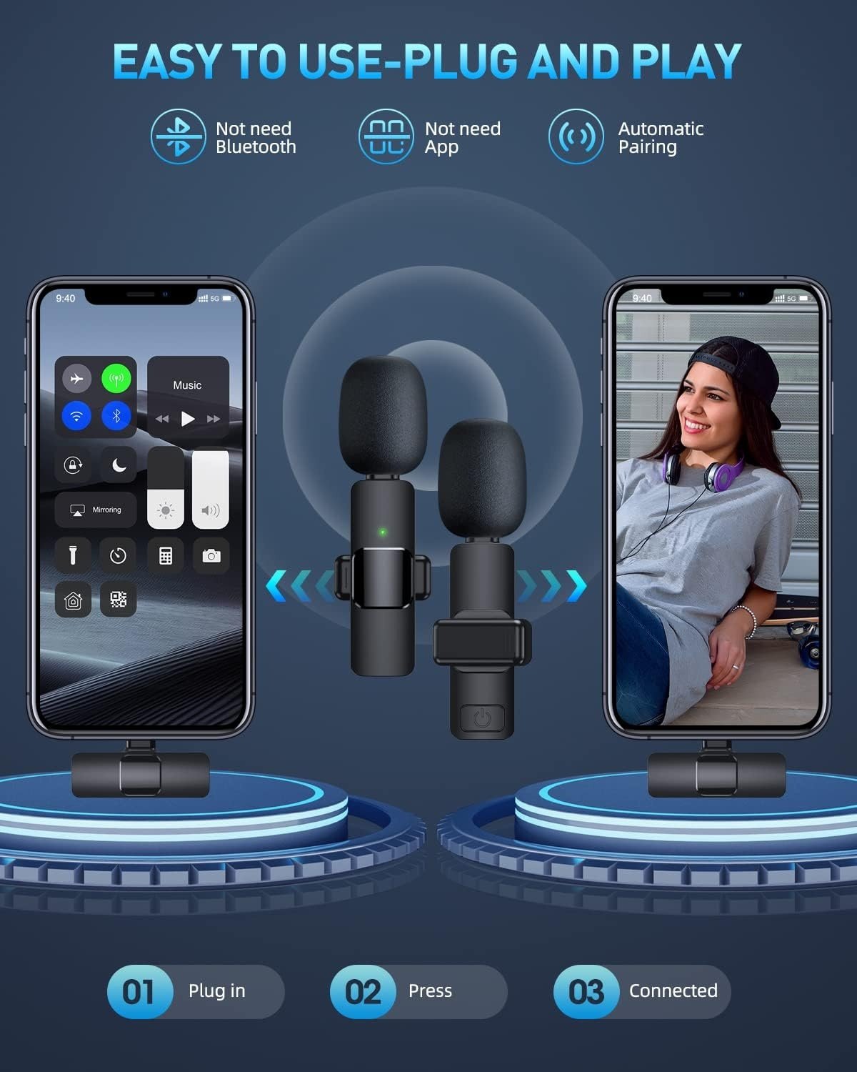 Wireless Lavalier Microphone, Type - C IPhone 15, 16, Rechargeable Wireless Microphone For Video Recording, Game Live Streaming, Interview, Vlog - Image 7