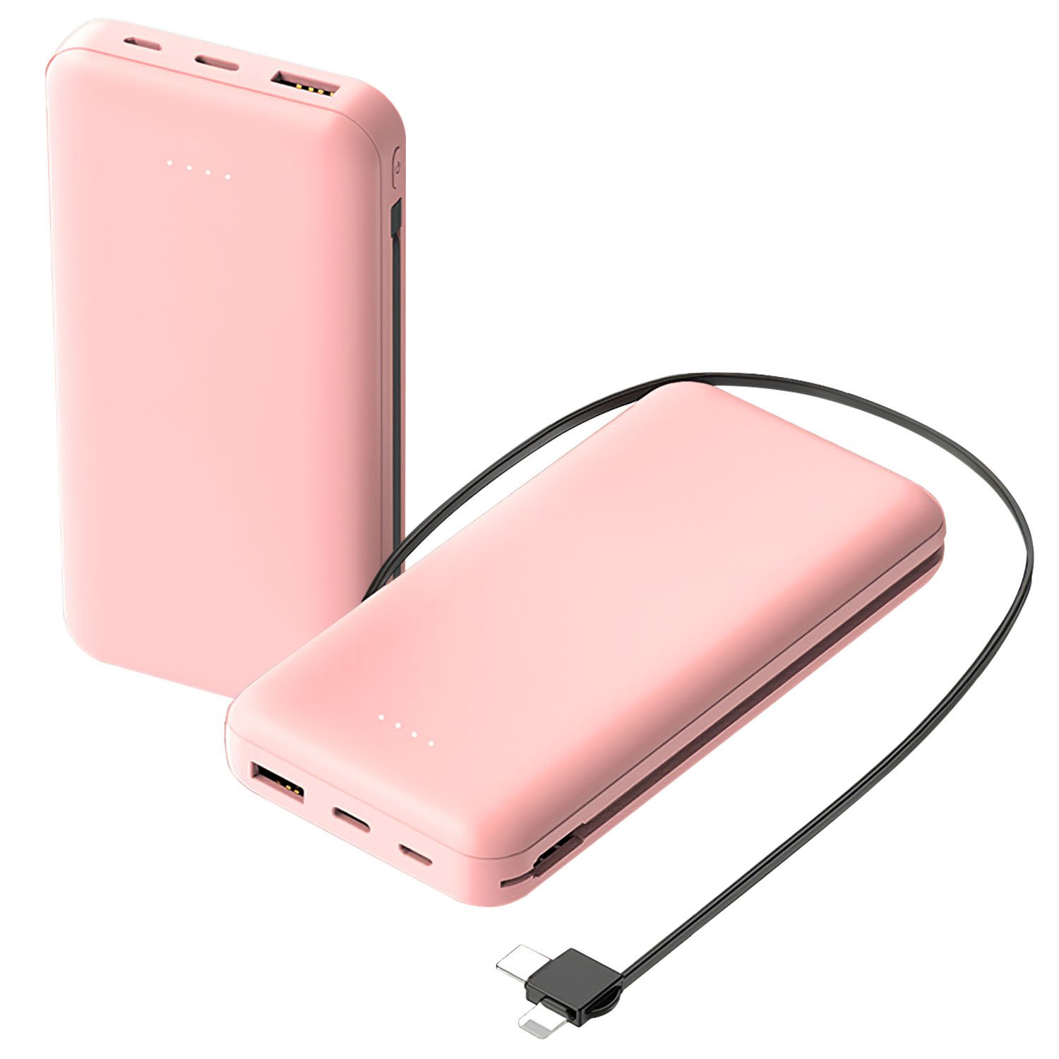 1Pc 10000mAh Power Bank Portable Phone Charger External Battery Pack With LT And Type C Double Ended Cable Type C USB Cable Fit For IOSPhone 14 Android And More - Image 10